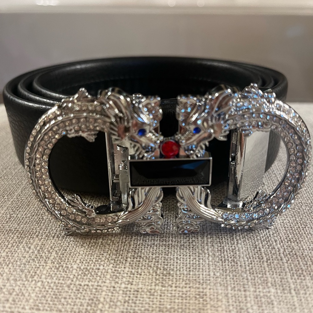 Elegant Interlaced Leather Ratchet Belt